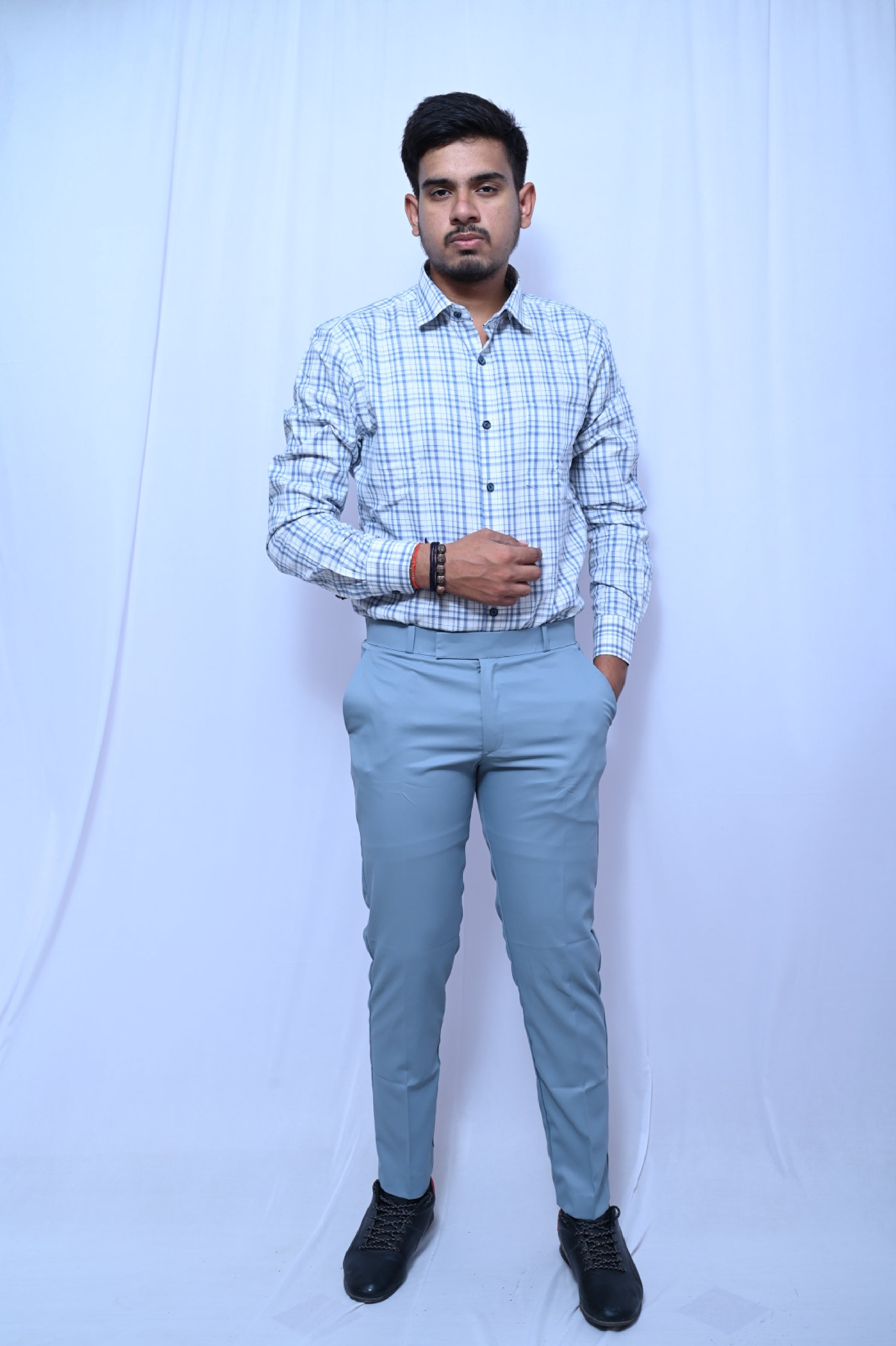 Men’s Smart Casual Check Shirt & Trouser Look