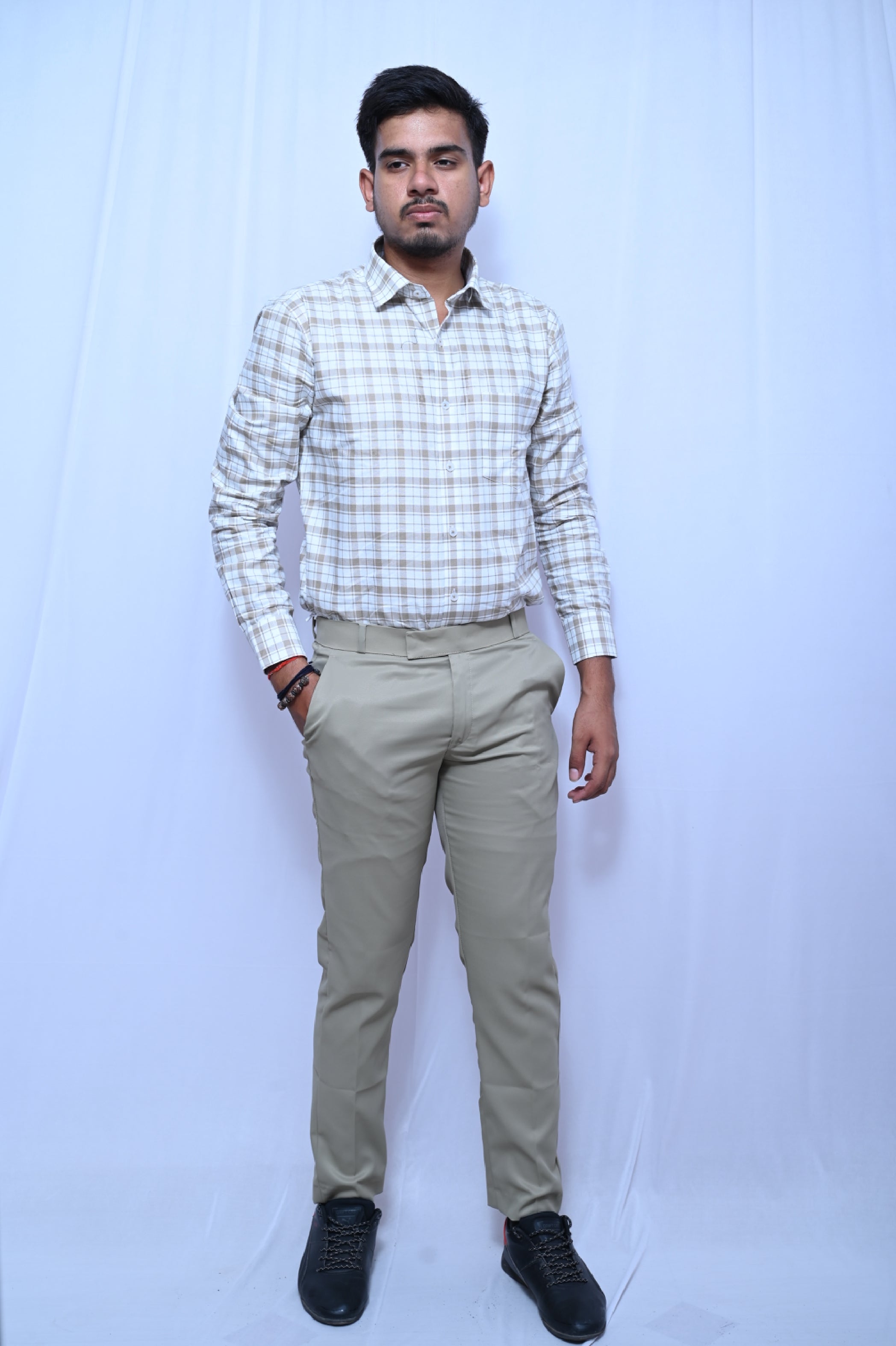 Men’s Smart Casual Check Shirt & Trouser Look